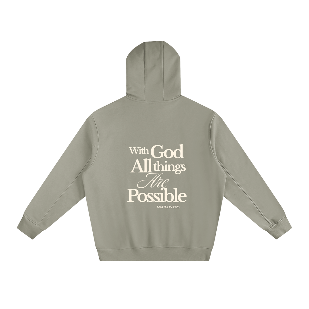 Abba's Print With God all things are possible Fleeced Matthew 19:26 High Neck Hoodie