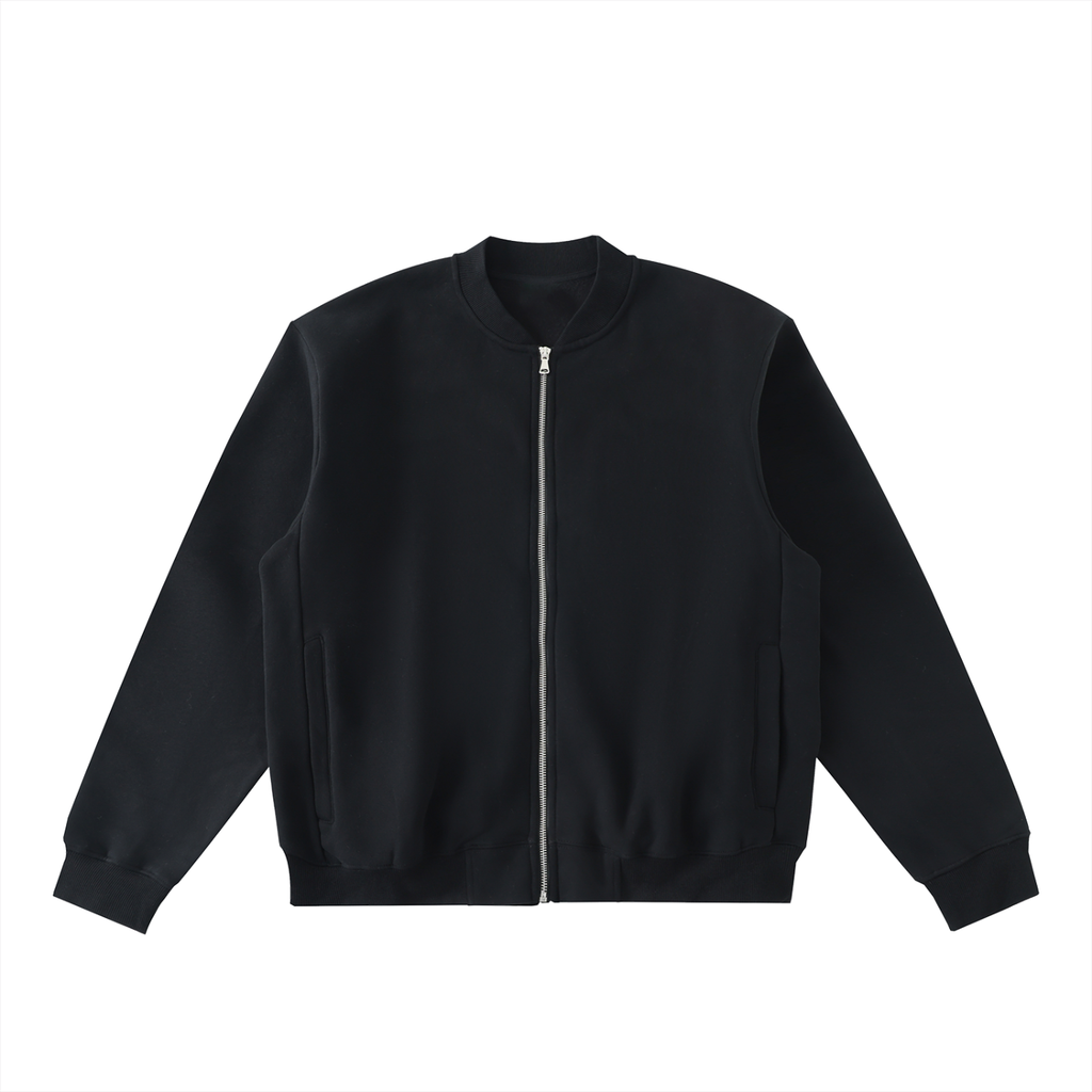 Essential Zip-Up Fleeced Varsity Jacket