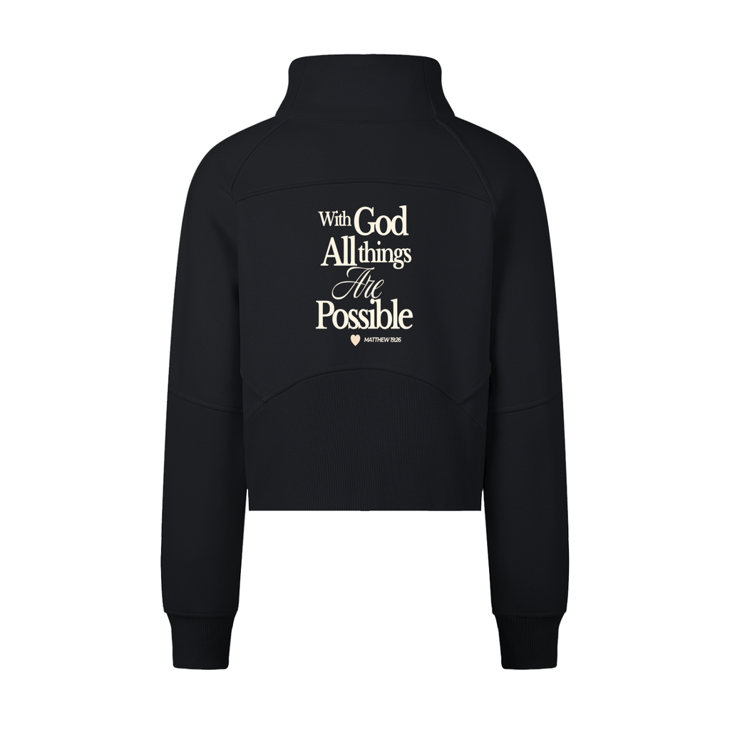 Abba’s Print Cropped Half-Zip Sweatshirt