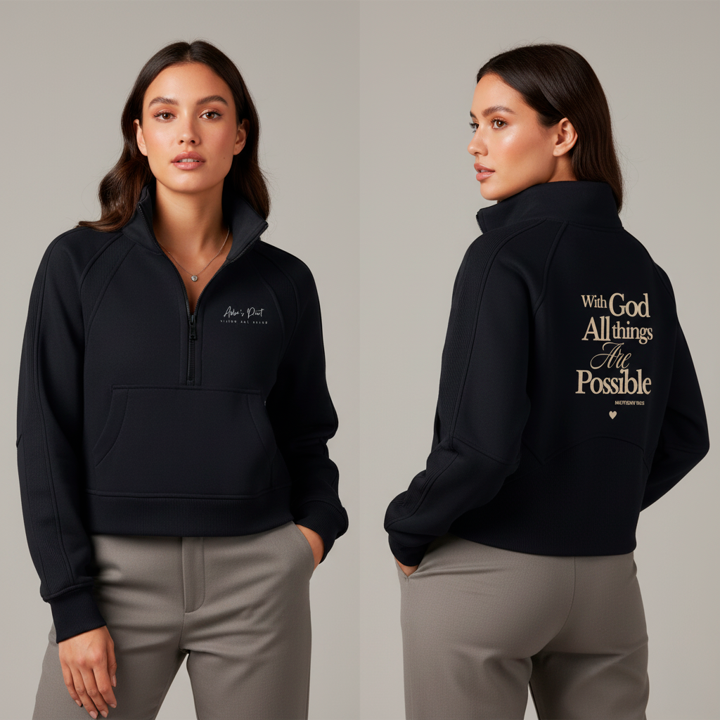 Abba’s Print Cropped Half-Zip Sweatshirt