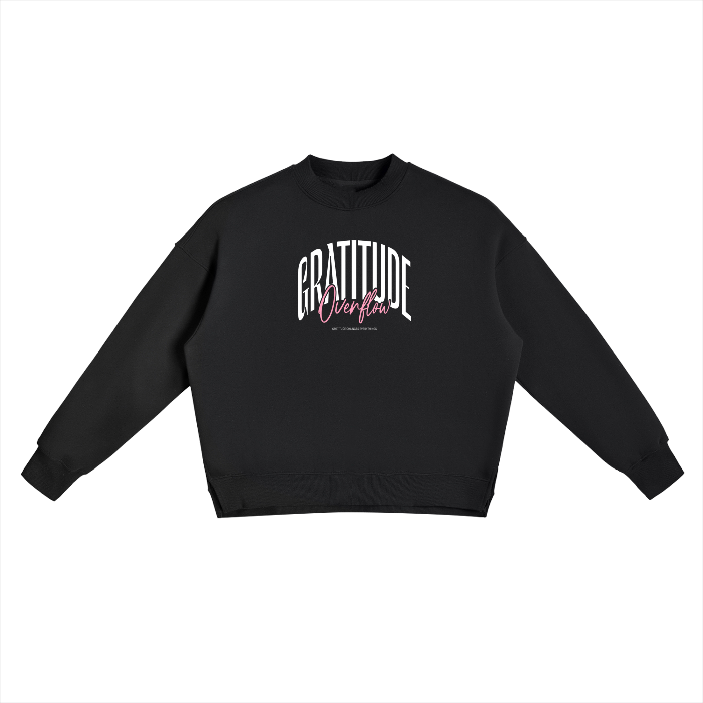 Gratitude Overflow Fleece Side Slit Crewneck Sweatshirt
