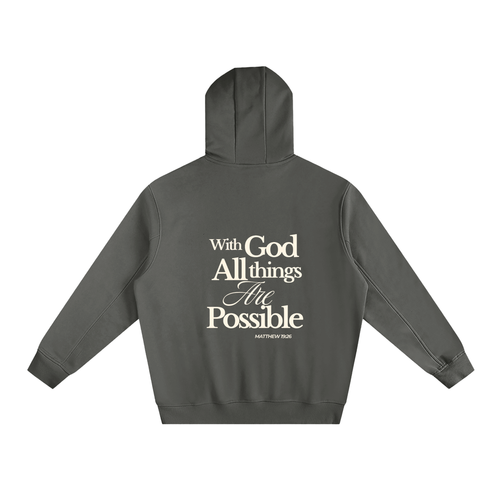 Abba's Print With God all things are possible Fleeced Matthew 19:26 High Neck Hoodie