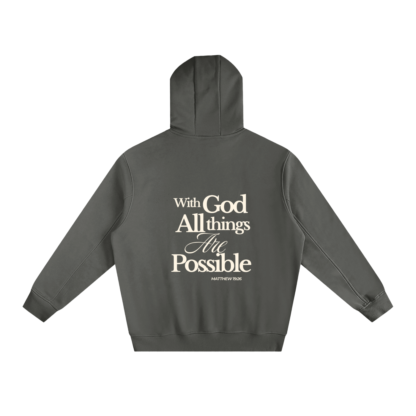Abba's Print With God all things are possible Fleeced Matthew 19:26 High Neck Hoodie
