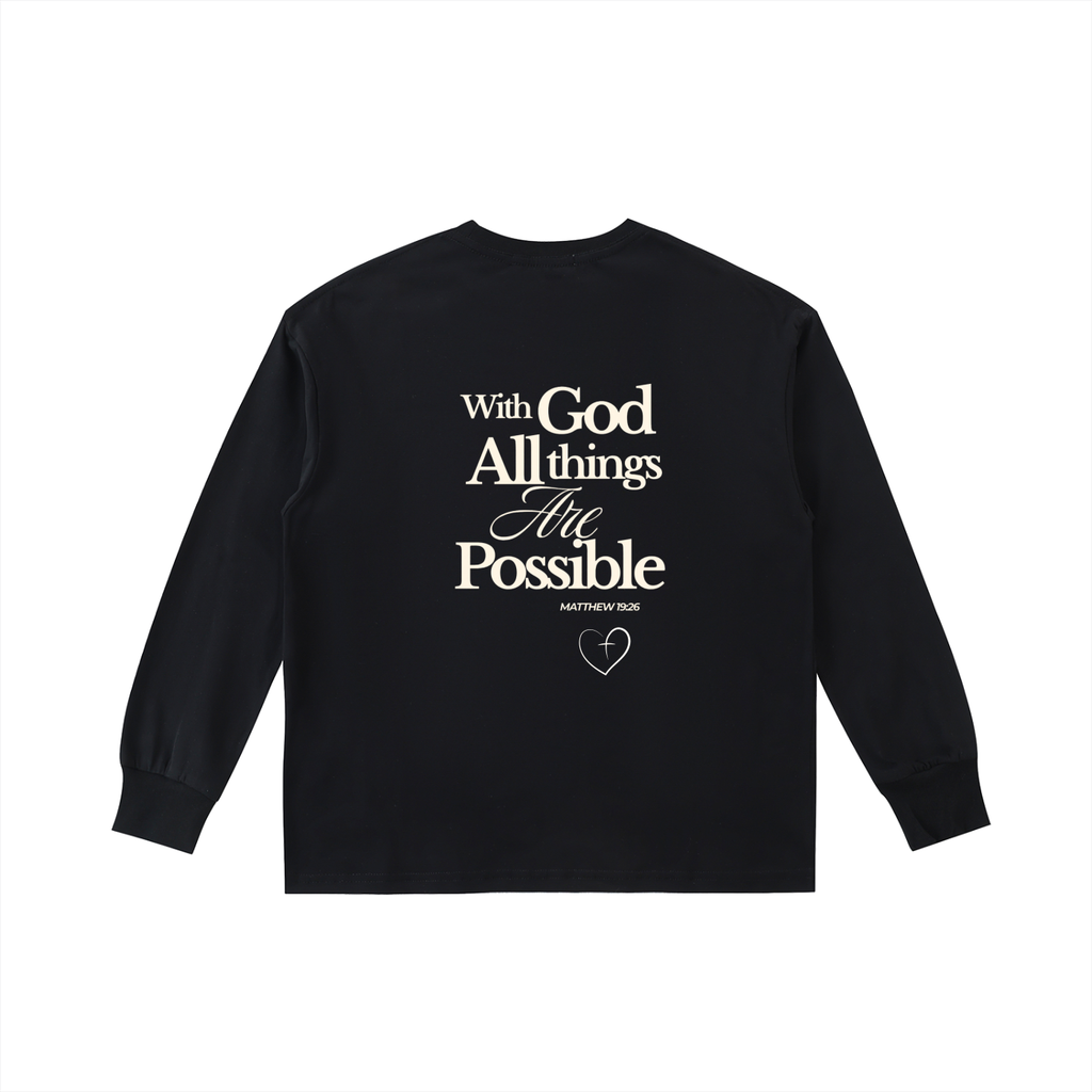 Children's Wear -With God All things Are Possible  Cotton Long-Sleeve Tee