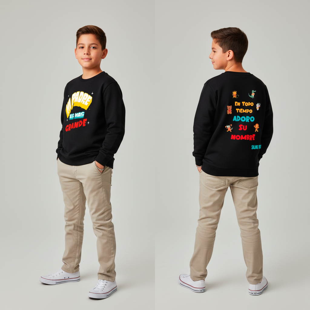 Children's wear Mi Padre Es Mas Grande En Todo Tiempo Adoro Su Nombre Cotton Long-Sleeve Tee